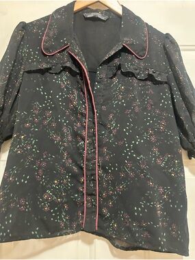 Sheer Black Zara Woman Blouse m/l